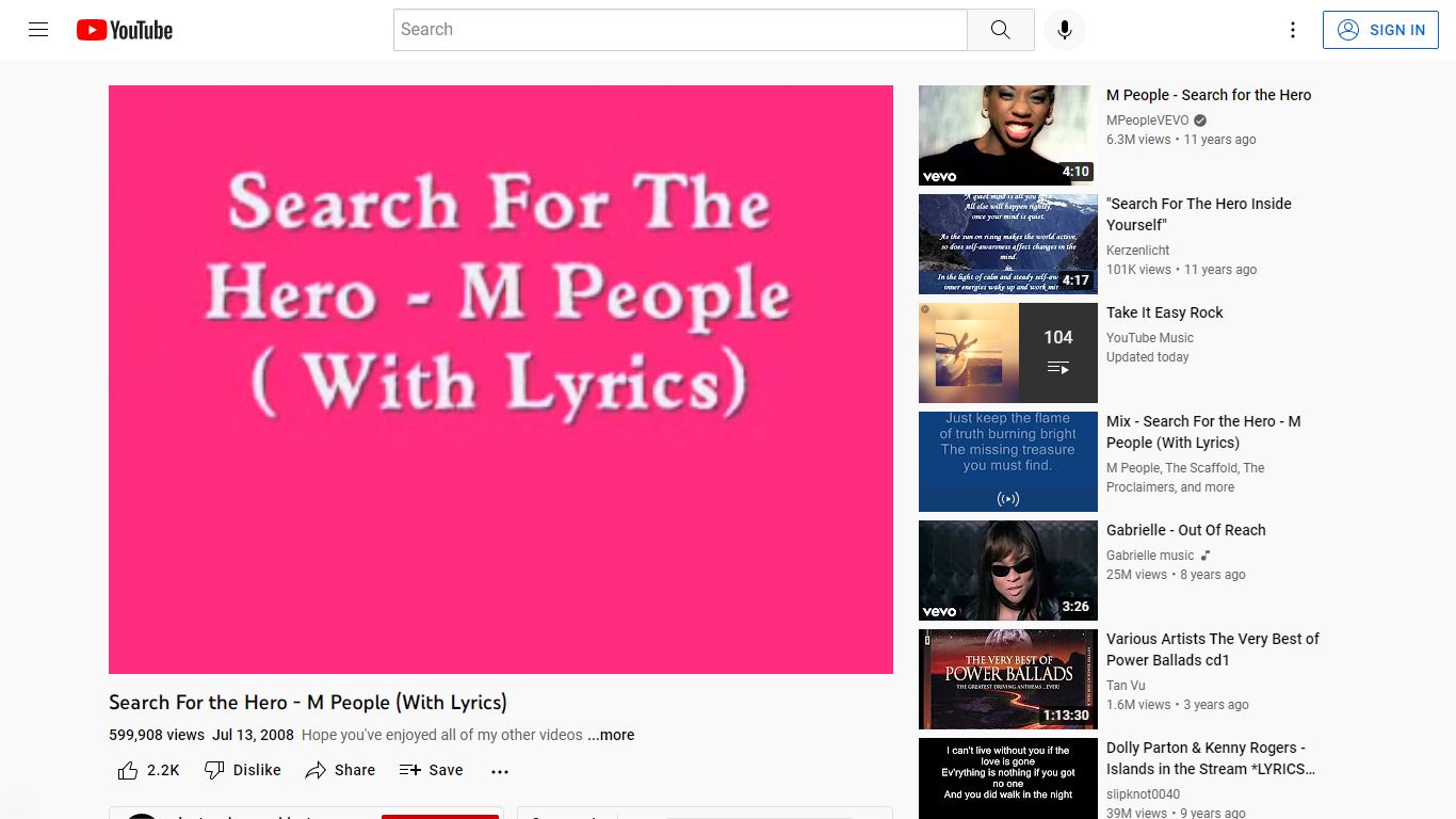 Search For the Hero - M People (With Lyrics) - YouTube